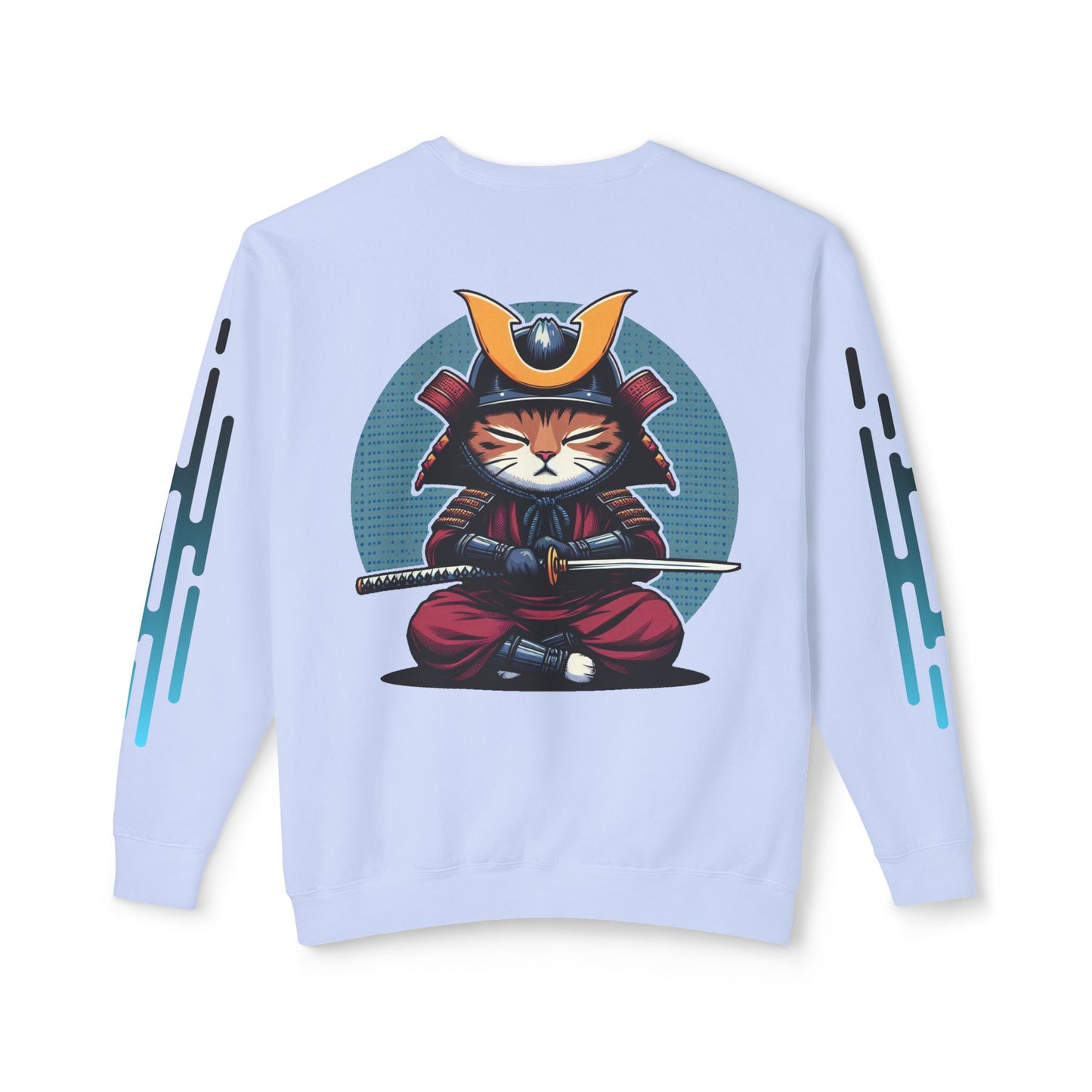 Samurai Cat Meditating , Cat, Travel, Trip, Tour, Japan - Unisex Lightweight Crewneck Sweatshirt