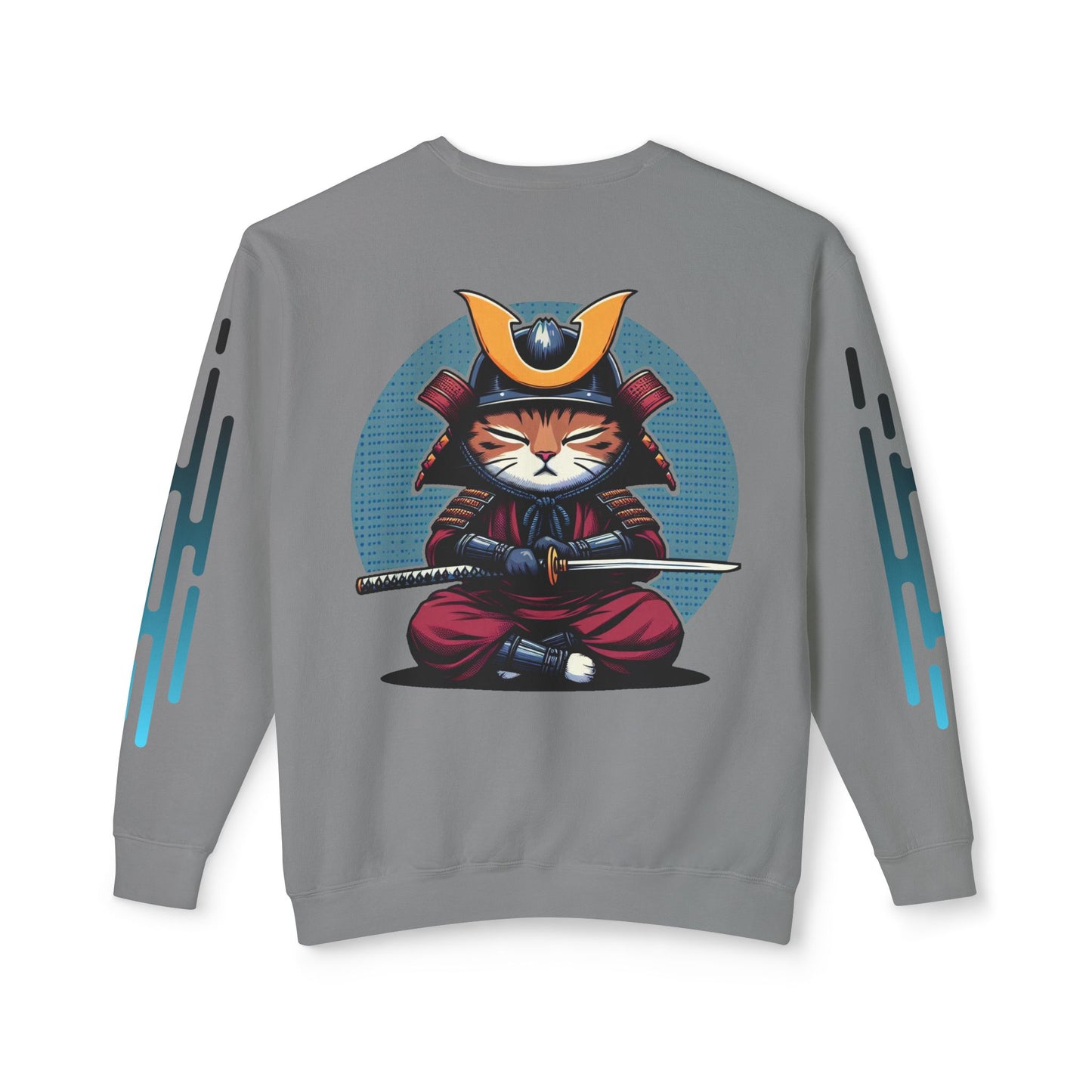 Samurai Cat Meditating , Cat, Travel, Trip, Tour, Japan - Unisex Lightweight Crewneck Sweatshirt