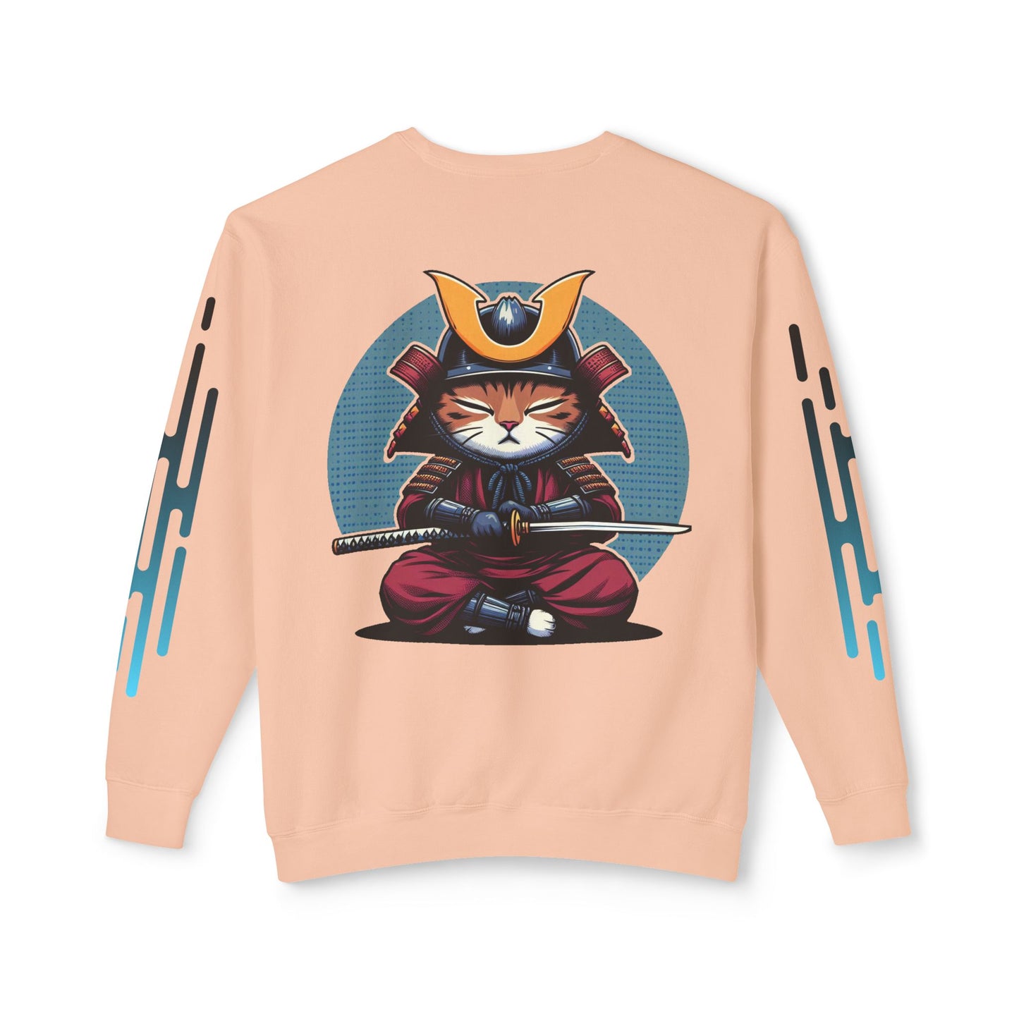 Samurai Cat Meditating , Cat, Travel, Trip, Tour, Japan - Unisex Lightweight Crewneck Sweatshirt