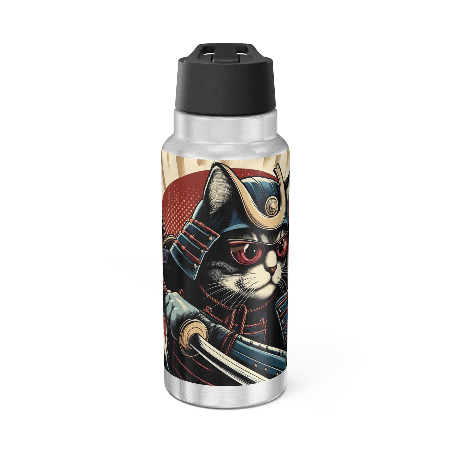 Travel Tumbler - Samurai Cat Funny Joke Design - 32oz Gator Cup